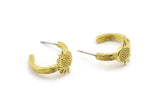 Brass Sun Earring, 2 Raw Brass Sun Shaped Stud Earrings (20x14x3mm) N1987