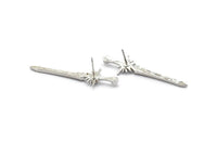 Silver Sword Earring, 2 Silver Tone Brass Sword Stud Earrings (43x12mm) N1624 H1121