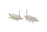 Silver Leaf Earring, 4 Silver Tone Brass Leaf Stud Earrings, Findings (23x12x1.2mm) N1631 H1506