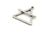 Silver Element Charm, 2 Antique Silver Plated Brass Air Element Symbol Charms With 1 Loop (26x25mm) N1972 H1497