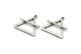 Silver Element Charm, 2 Antique Silver Plated Brass Air Element Symbol Charms With 1 Loop (26x25mm) N1972 H1497