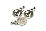 Silver Element Charm, 2 Antique Silver Plated Brass Air Element Symbol Charms With 1 Loop (24x15x1.8mm) N1980