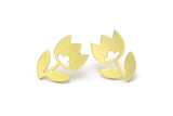 Brass Flower Earring, 8 Raw Brass Tulip Flower Shaped Stud Earrings (17x12x0.80mm) A2660