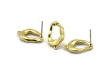 Brass Earring Post, 6 Raw Brass Drop Earring Posts With 1 Loop (16x11mm) D1307