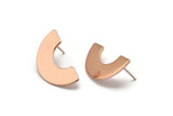Rose Gold Geometric Earring, 2 Rose Gold Plated Brass Semi Circle Blanks Stud Earrings (30x15x8x0.8mm) BS 1823 A1191 Q1022