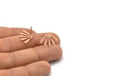 Rose Gold Sun Earring, 4 Rose Gold Plated Brass Rising Sun Flag Stud Earrings (20x12x0.60mm) D960 A1245 H0476