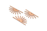 Rose Gold Sun Charm, 4 Textured Rose Gold Plated Brass Sun Charms With 1 Hole (32x14x0.60mm) M02072 H1674