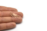 Rose Gold Sun Charm, 4 Textured Rose Gold Plated Brass Sun Charms With 1 Hole (32x14x0.60mm) M02072 H1674