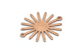 Rose Gold Sun Charm, 4 Textured Rose Gold Plated Brass Sun Connectors With 2 Loops, Pendants (29x25x0.80mm) M01652 Q0461
