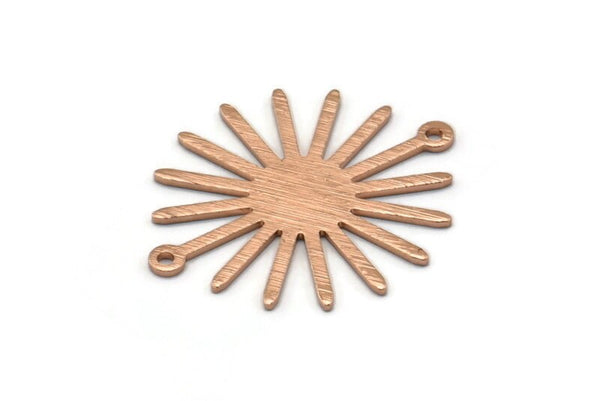Rose Gold Sun Charm, 4 Textured Rose Gold Plated Brass Sun Connectors With 2 Loops, Pendants (29x25x0.80mm) M01652 Q0461