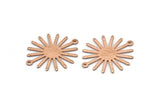 Rose Gold Sun Charm, 4 Textured Rose Gold Plated Brass Sun Connectors With 2 Loops, Pendants (29x25x0.80mm) M01652 Q0461