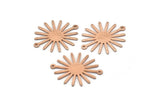 Rose Gold Sun Charm, 4 Textured Rose Gold Plated Brass Sun Connectors With 2 Loops, Pendants (29x25x0.80mm) M01652 Q0461