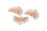 Rose Gold Sun Charm, 4 Rose Gold Plated Brass Sun Charms With 2 Loops (22x30x0.80mm) M02274