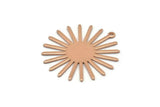 Rose Gold Sun Charm, 4 Rose Gold Plated Brass Sun Charms With 1 Loop (31x30x0.80mm) M02205
