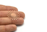 Rose Gold Sun Charm, 4 Rose Gold Plated Brass Sun Charms With 1 Loop (31x30x0.80mm) M02205