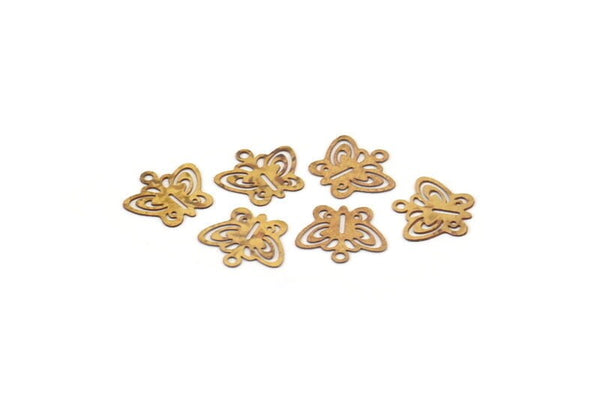 Brass Butterfly Charm, 100 Raw Brass Butterfly Charms (8x9mm) Y221