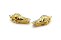 Altın Timsah Kafatası, 1 Halkalı Altın Kaplama Pirinç Timsah Kafatası, Bulgular, Tılsımlar (27x9mm) BS 1878 Q0556
