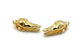 Altın Timsah Kafatası, 1 Halkalı Altın Kaplama Pirinç Timsah Kafatası, Bulgular, Tılsımlar (27x9mm) BS 1878 Q0556