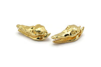 Altın Timsah Kafatası, 1 Halkalı Altın Kaplama Pirinç Timsah Kafatası, Bulgular, Tılsımlar (27x9mm) BS 1878 Q0556