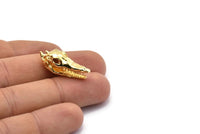 Altın Timsah Kafatası, 1 Halkalı Altın Kaplama Pirinç Timsah Kafatası, Bulgular, Tılsımlar (27x9mm) BS 1878 Q0556