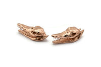 Gül Altın Timsah Kafatası, 1 Halkalı Gül Altın Kaplama Pirinç Timsah Kafatası, Bulgular, Tılsımlar (27x9mm) BS 1878 Q0556