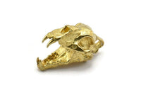 Tiny Tiger Skull, Raw Brass Tiger Skull Pendants, (22x13x13mm) N0482