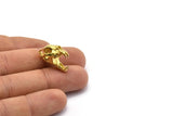 Tiny Tiger Skull, Raw Brass Tiger Skull Pendants, (22x13x13mm) N0482