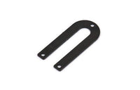 Black Geometric Charm, 10 Oxidized Black Brass U Shaped Pendants With 3 Holes (26x12x0.55mm) E016