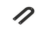 Black Geometric Charm, 10 Oxidized Black Brass U Shaped Pendants With 3 Holes (26x12x0.55mm) E016