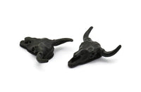 Ox Head Skull Pendant, 1 Oxidized Black Brass Ox Head Skull Charms, Pendants (25x26mm) N0150