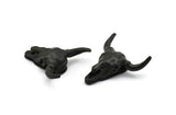 Ox Head Skull Pendant, 1 Oxidized Black Brass Ox Head Skull Charms, Pendants (25x26mm) N0150