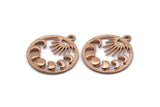 Moon Phases Charm, 2 Rose Gold Plated Brass Crescent Moon Phases Charms With 1 Loop, Pendants, Findings (25x22x2.2mm) N1633 H1050