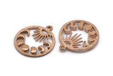Moon Phases Charm, 2 Rose Gold Plated Brass Crescent Moon Phases Charms With 1 Loop, Pendants, Findings (25x22x2.2mm) N1633 H1050