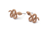 Rose Gold Snake Earring, 4 Rose Gold Plated Brass Snake And Moon Stud Earrings (20x11x3mm) N1612 Q0730