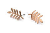 Rose Gold Leaf Earring, 4 Rose Gold Plated Brass Leaf Stud Earrings, Findings (23x12x1.2mm) N1631