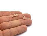 Rose Gold Bird Earring, 4 Rose Gold Plated Brass Bird Stud Earrings (18x7x1.2mm) N1669
