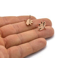 Earring Studs, 4 Rose Gold Plated Brass - Rose Gold Lotus Flower Earrings - Earring Findings (15x13mm) N1718