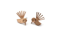Rose Gold Bird Earring, 2 Rose Gold Plated Brass Bird Stud Earrings (20x15x1.5mm) N1688 H0929