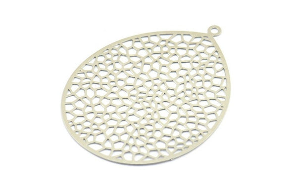 Silver Earring Charm, 3 Silver Tone Earring Charms With 1 Loop, Pendants, Findings (46x35.5mm) E028