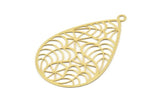 Gold Drop Charm, 4 Gold Plated Brass Drop Shape Charms With 1 Loop, Pendants, Earrings, Findings (47x30mm) E032