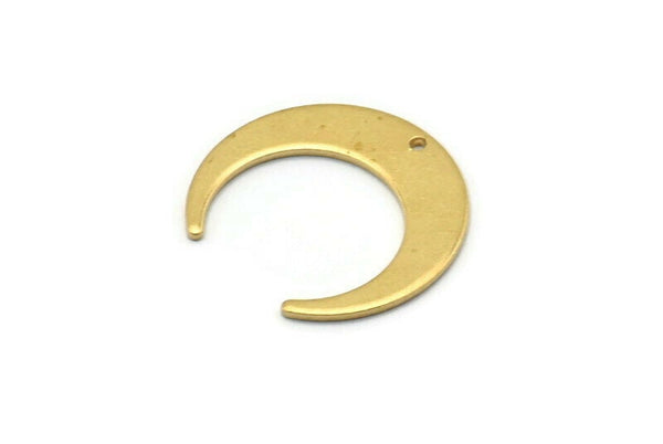 Brass Moon Charms, 24 Raw Brass Crescent Moon Charms With 1 Hole, Pendants, Earrings, Findings (18x16.5x4.5x1mm) BS 2060