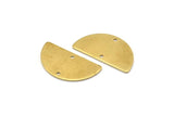 Semi Circle Charm, 12 Raw Brass Half Moon Blanks With 2 Holes, Earrings, Pendants (24x13x0.80mm) D918
