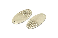 Silver Oval Charm, 8 Antique Silver Plated Brass Oval Charms With 1 Hole, Pendants, Earrings, Findings (29.5x15x0.80mm) D985