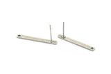Silver Rectangle Earring, 10 Antique Silver Plated Brass Stud Earrings With 1 Hole (25x2.5x0.80mm) E392 A1773