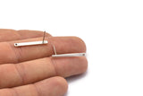 Silver Rectangle Earring, 10 Antique Silver Plated Brass Stud Earrings With 1 Hole (25x2.5x0.80mm) E392 A1773