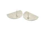 Semi Circle Earring, 4 Antique Silver Plated Brass Half Moon Stud Earrings (26.5x17.5x0.50mm) D986 A1307