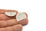 Semi Circle Earring, 4 Antique Silver Plated Brass Half Moon Stud Earrings (26.5x17.5x0.50mm) D986 A1307