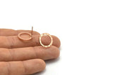 Rose Gold Circle Earring, 4 Rose Gold Plated Brass Roman Numerals Stud Earrings (16x1mm) BS 2176 A1190 Q0834
