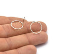 Silver Decagon Earring, 12 Antique Silver Plated Brass Decagon Stud Earrings (15x1mm) BS 1773 A1763