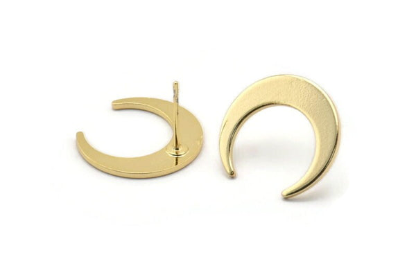 Altın Ay Küpe, 4 Altın Kaplama Pirinç Hilal Ay Küpe (18x4x1mm) D1295 A1312 H0138